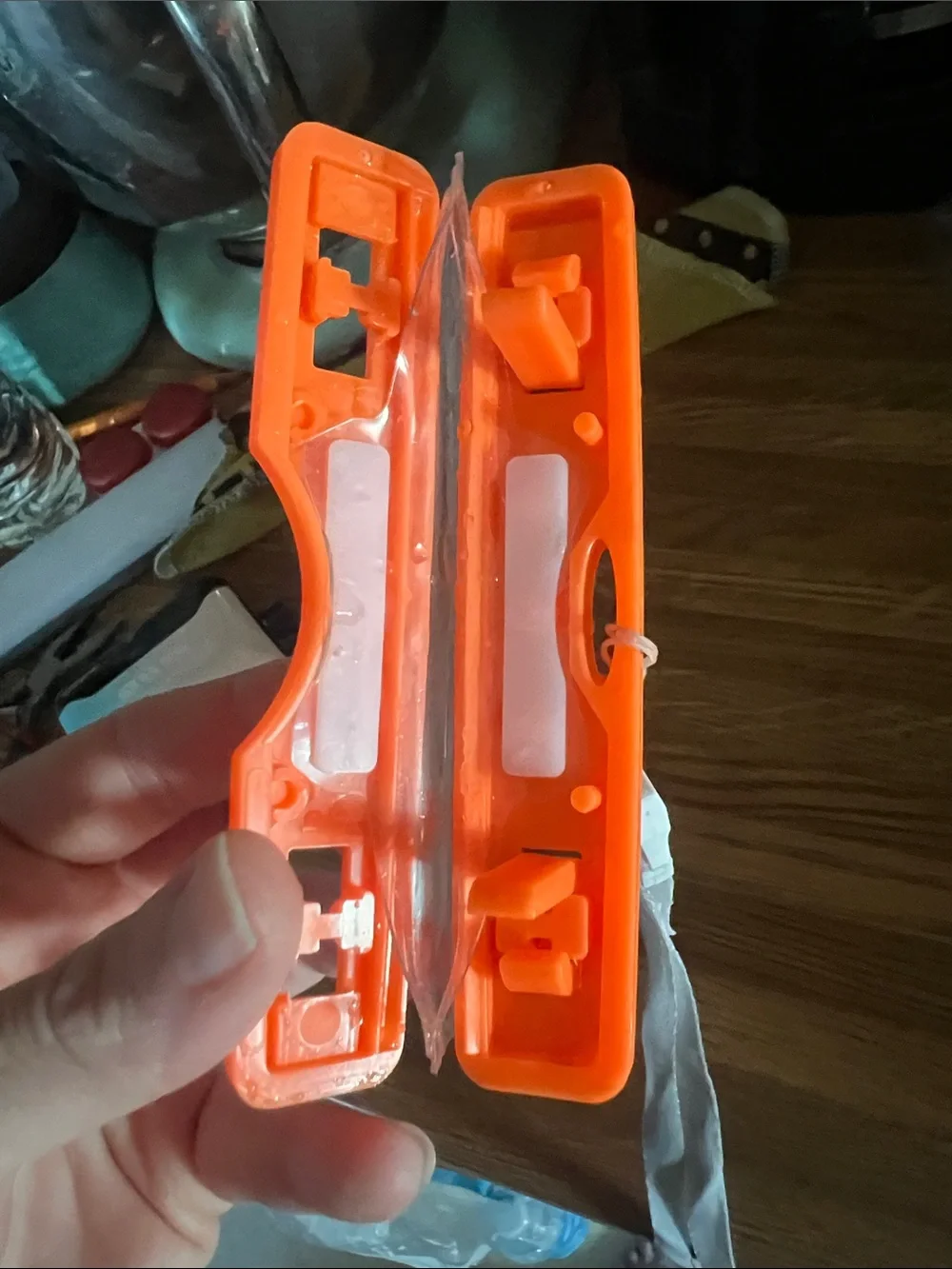 Clear Waterproof Phone Pouch with Orange Lock and White Lanyard - Clearwater